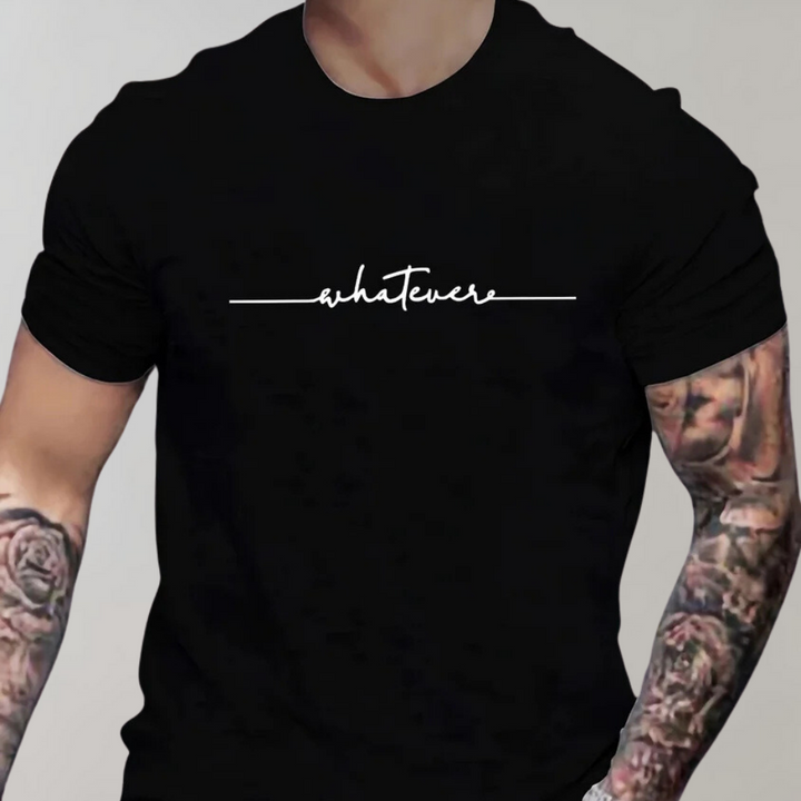 T-shirt décontracté pour hommes avec col ras du cou et imprimé minimaliste