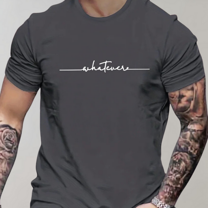 T-shirt décontracté pour hommes avec col ras du cou et imprimé minimaliste