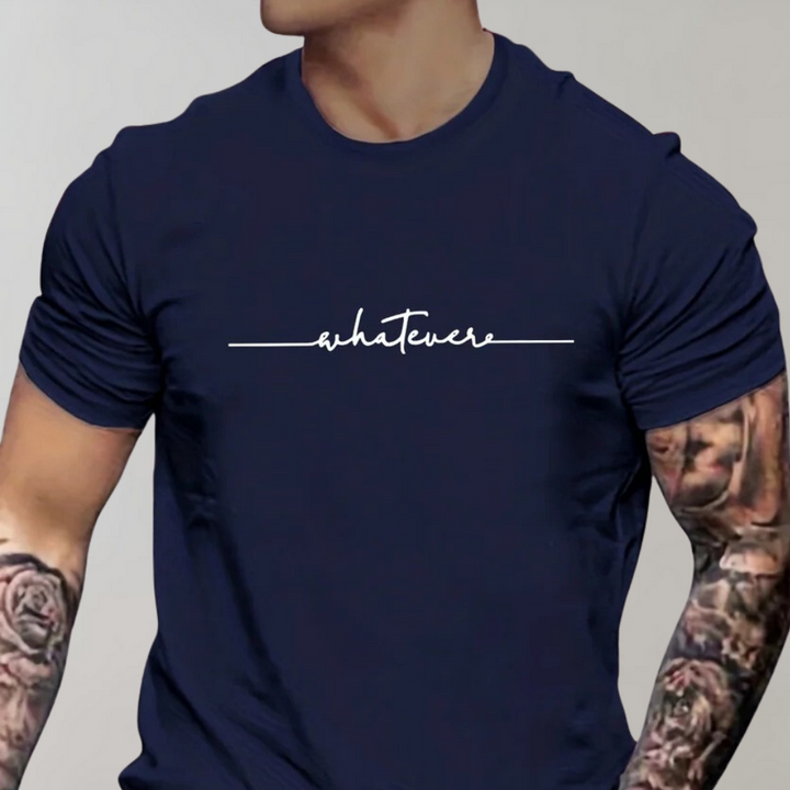 T-shirt décontracté pour hommes avec col ras du cou et imprimé minimaliste