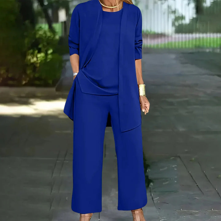 Tailleur-pantalon trois pièces élégant pour femme