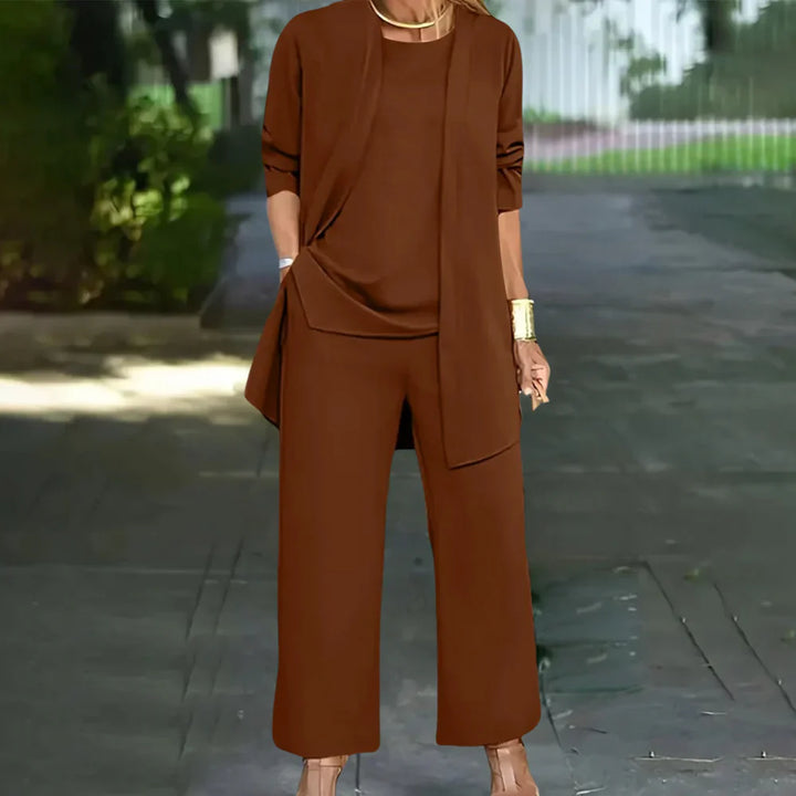 Tailleur-pantalon trois pièces élégant pour femme