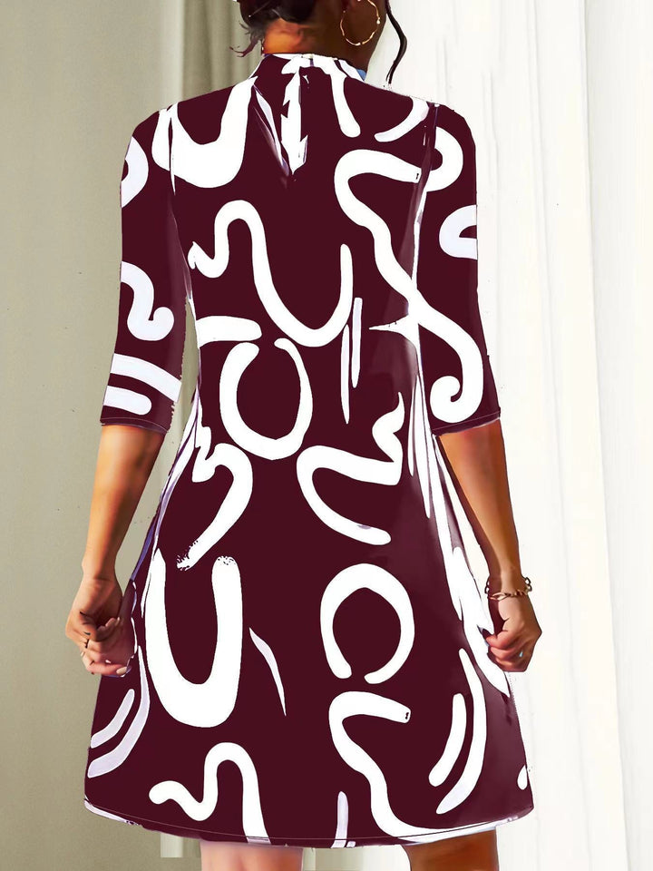 Robe Élégante à Manches Longues et Encolure Ronde