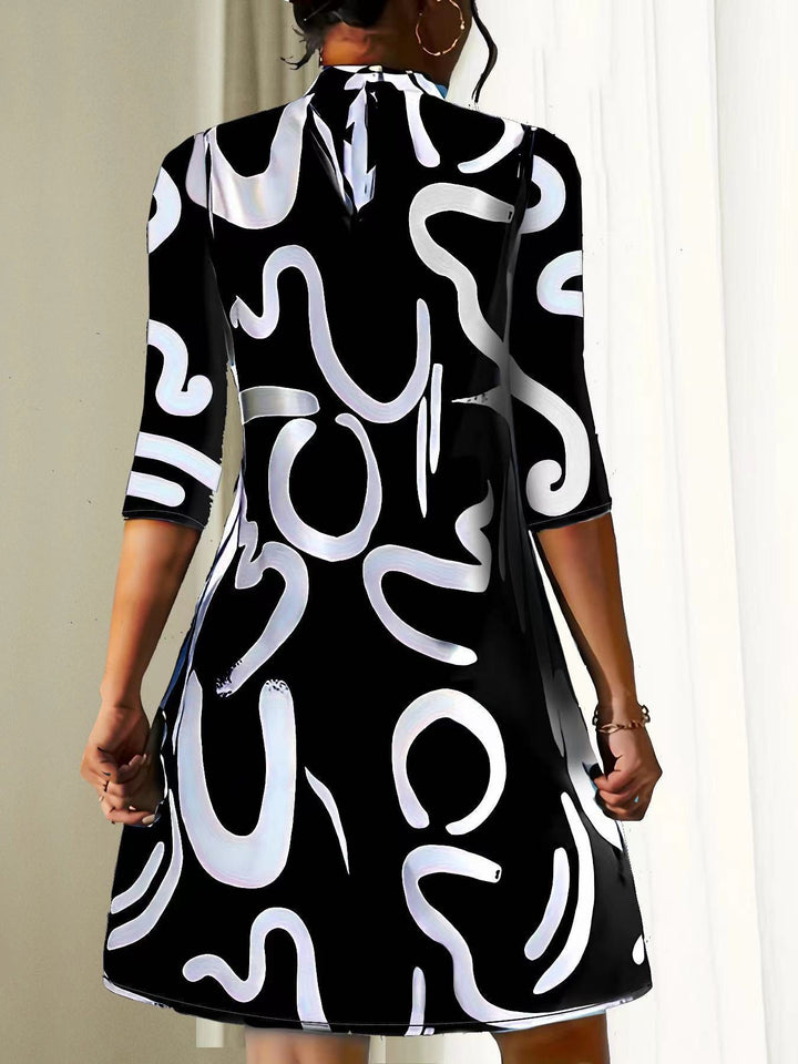 Robe Élégante à Manches Longues et Encolure Ronde
