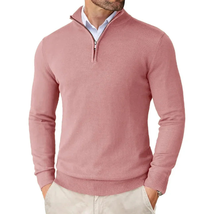 Pull en tricot de coton pour homme avec col zippé