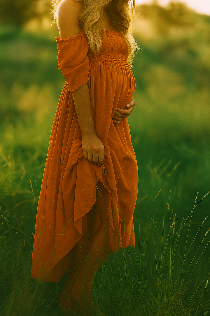 Robe de maternité longue à épaules dénudées