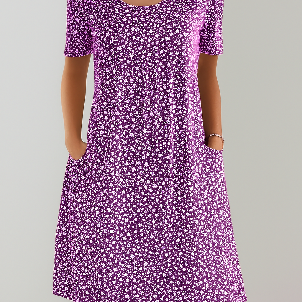 Robe midi taille haute fleurie avec poches