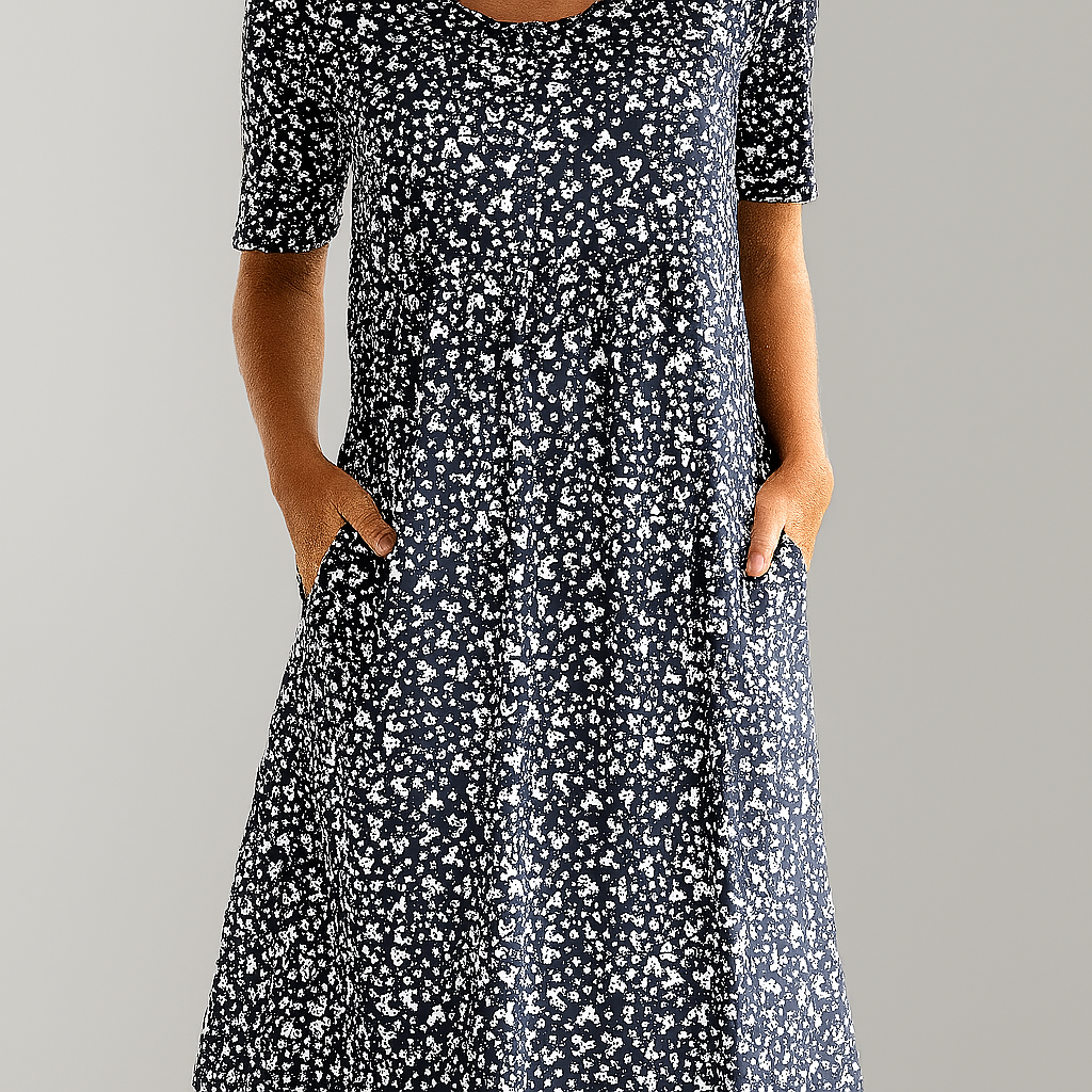 Robe midi taille haute fleurie avec poches