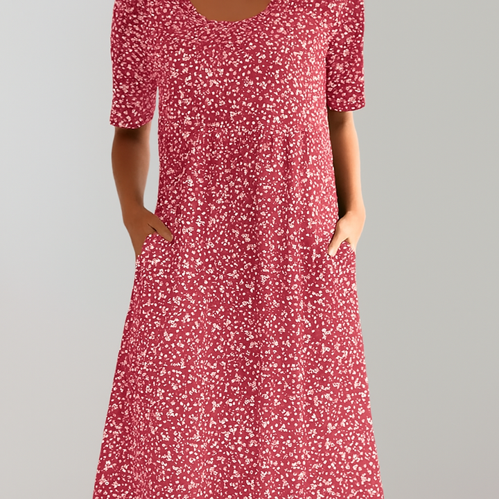Robe midi taille haute fleurie avec poches
