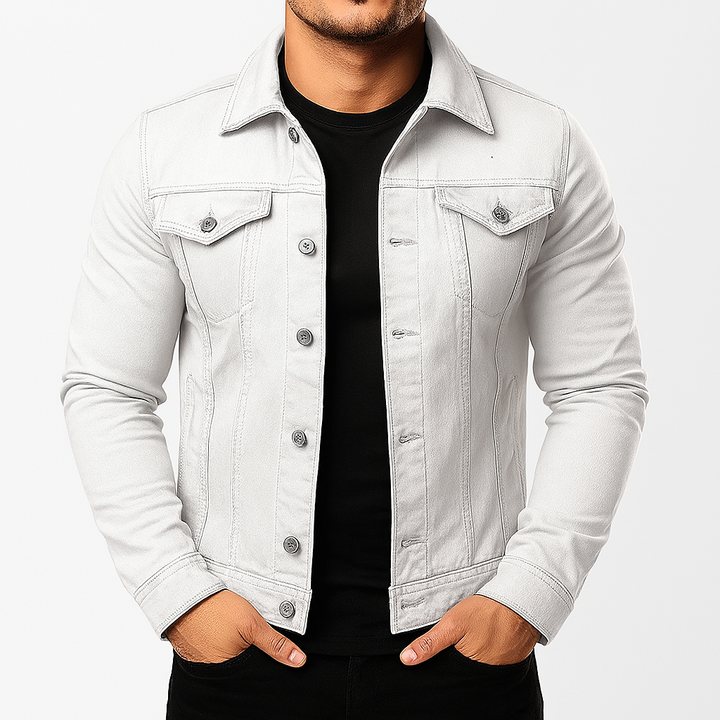 Veste en jean unie décontractée pour homme