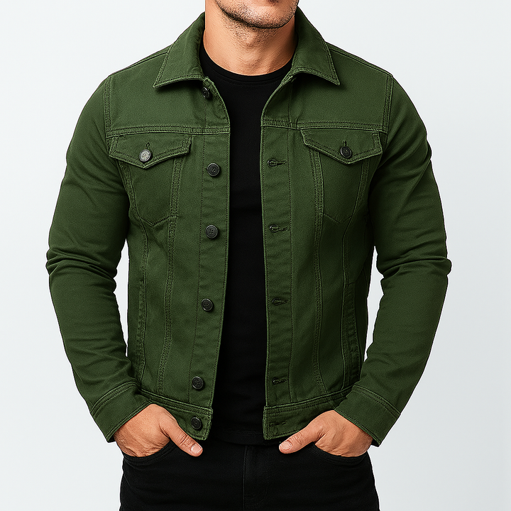 Veste en jean unie décontractée pour homme