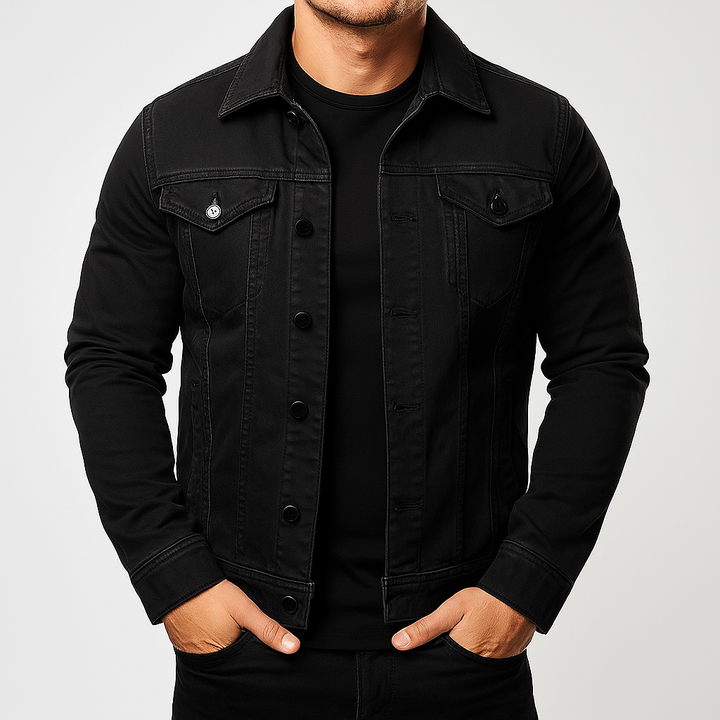Veste en jean unie décontractée pour homme