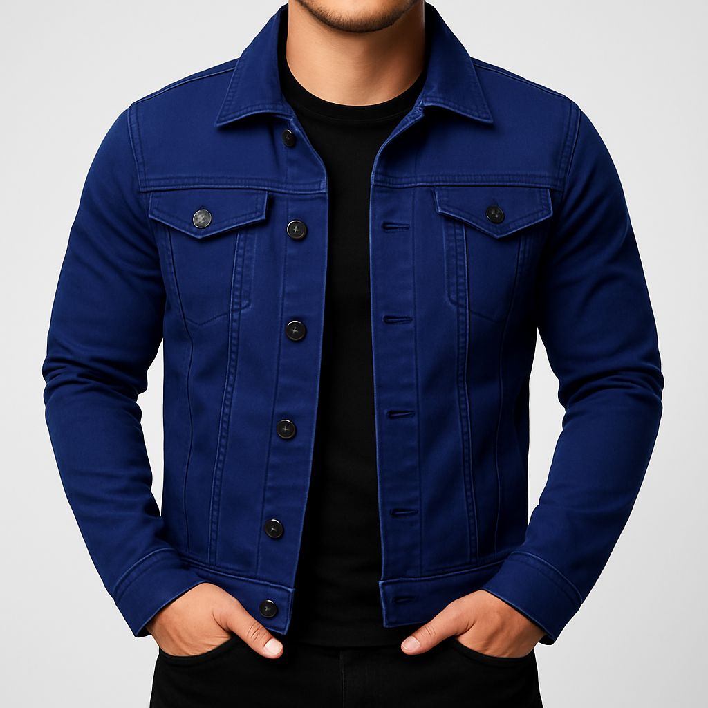 Veste en jean unie décontractée pour homme