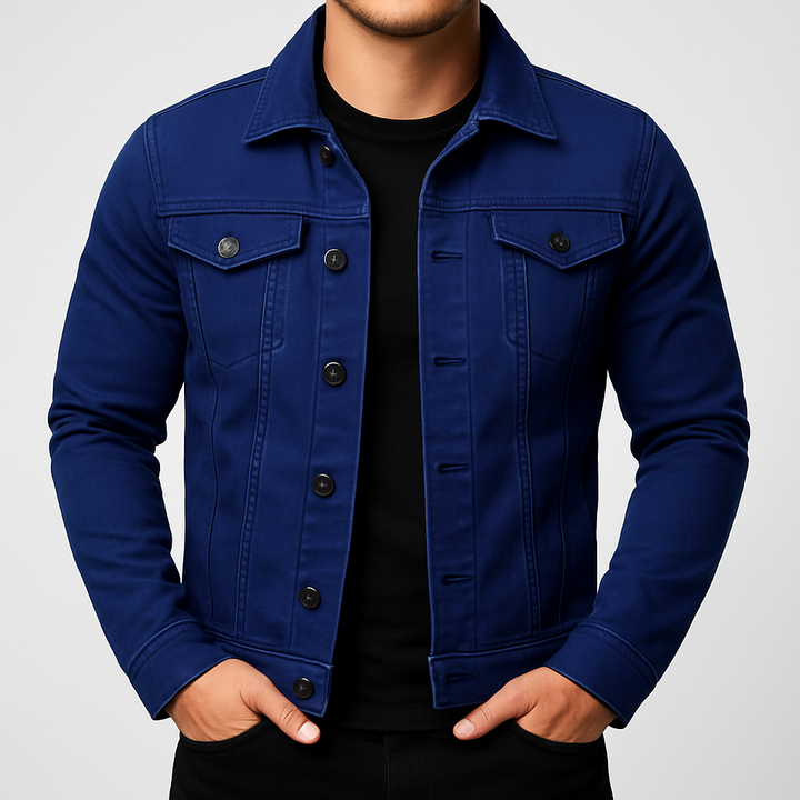 Veste en jean unie décontractée pour homme