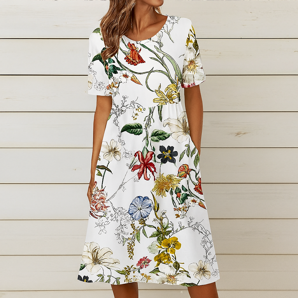 Robe droite à imprimé floral d'été