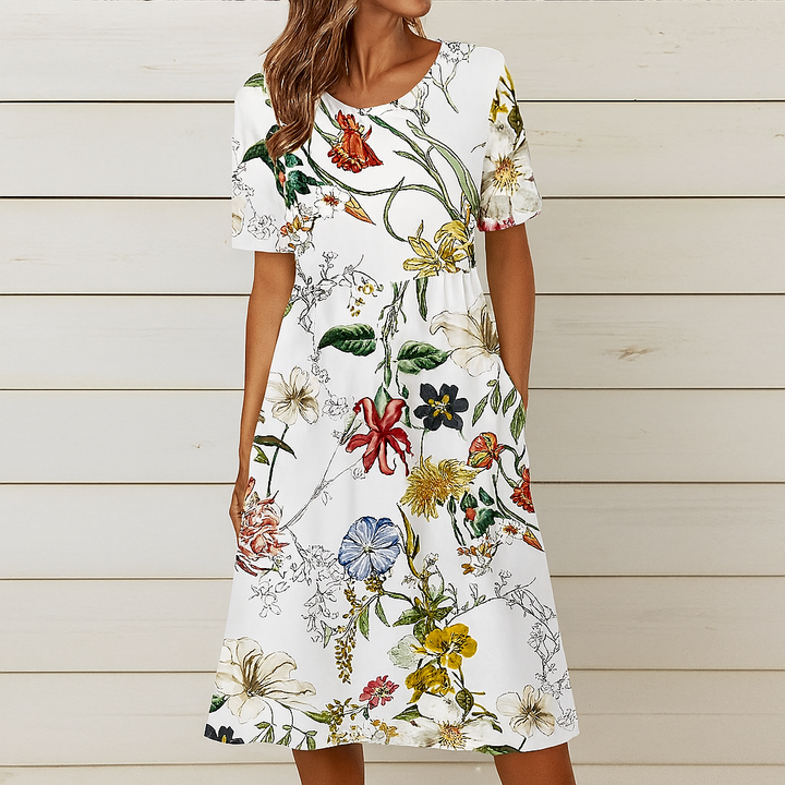 Robe droite à imprimé floral d'été