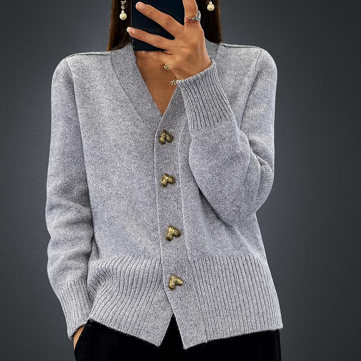 Cardigan tricoté confortable à col en V