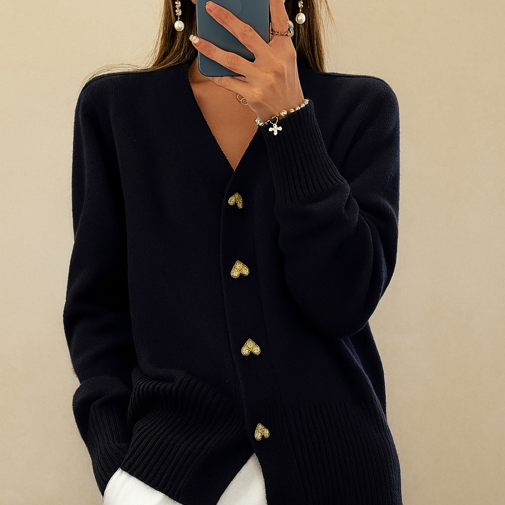 Cardigan tricoté confortable à col en V