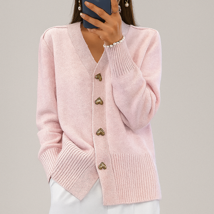 Cardigan tricoté confortable à col en V