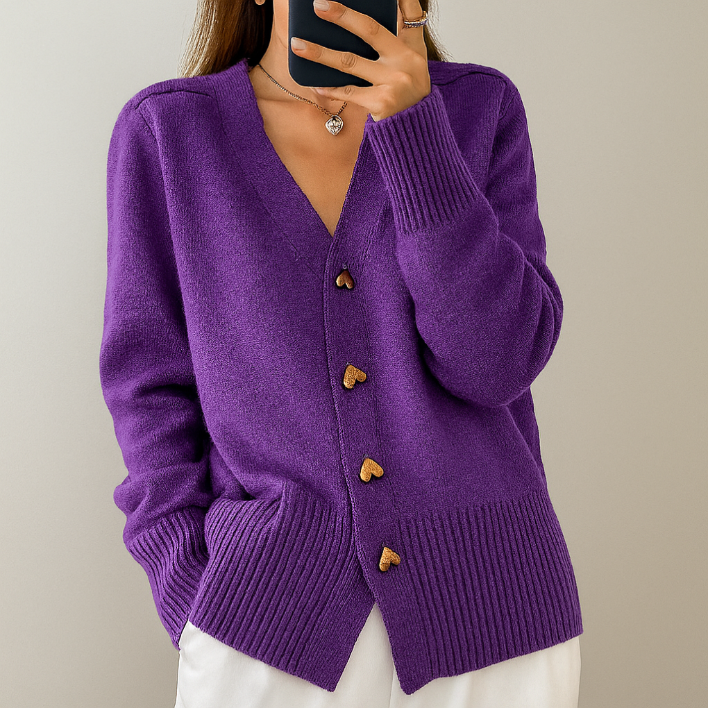Cardigan tricoté confortable à col en V