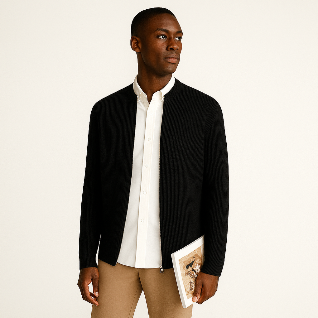 Cardigan décontracté en tricot à fermeture éclair pour homme