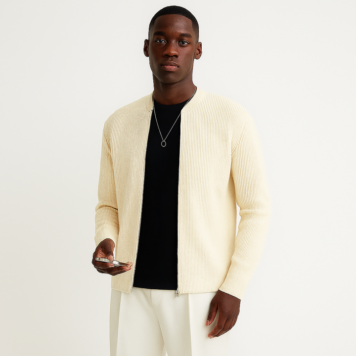 Cardigan décontracté en tricot à fermeture éclair pour homme