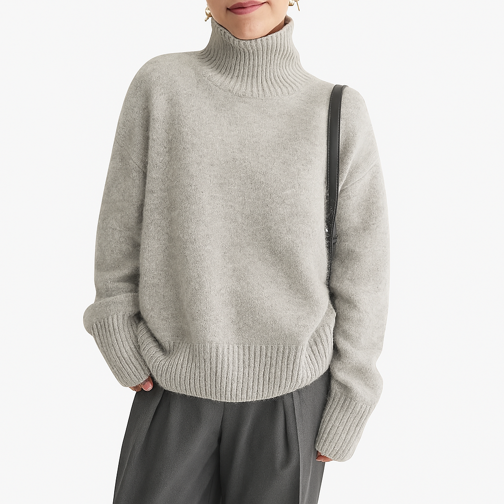 Pull d'hiver épais en cachemire pour femme avec col montant
