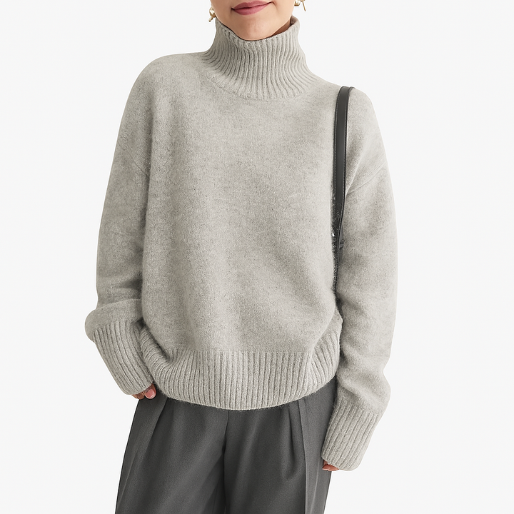 Pull d'hiver épais en cachemire pour femme avec col montant