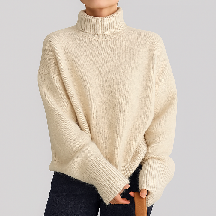Pull d'hiver épais en cachemire pour femme avec col montant