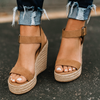 Sandales compensées à bout ouvert et talon espadrille
