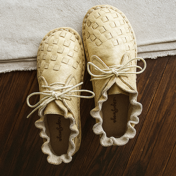 Ballerines rétro en cuir de vache style Mori Girl