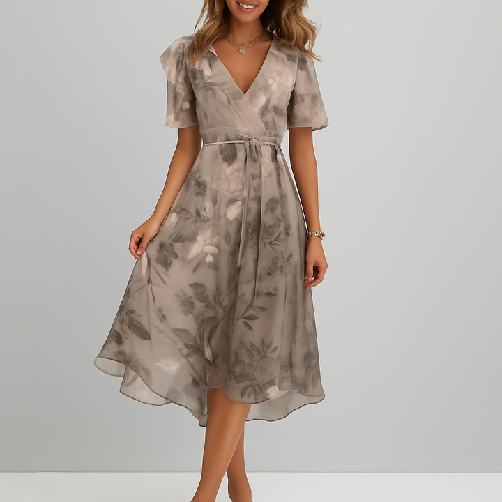 Robe imprimée élégante à col en V profond