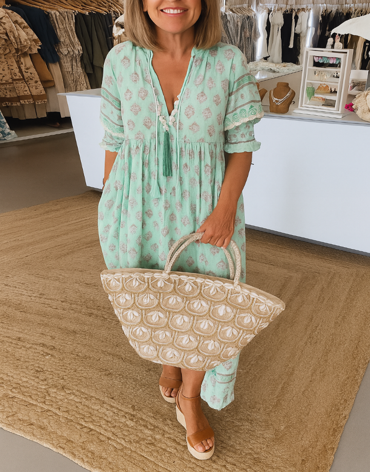 Robe bohème à manches lanternes