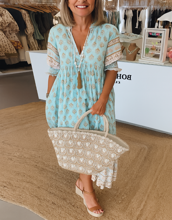 Robe bohème à manches lanternes