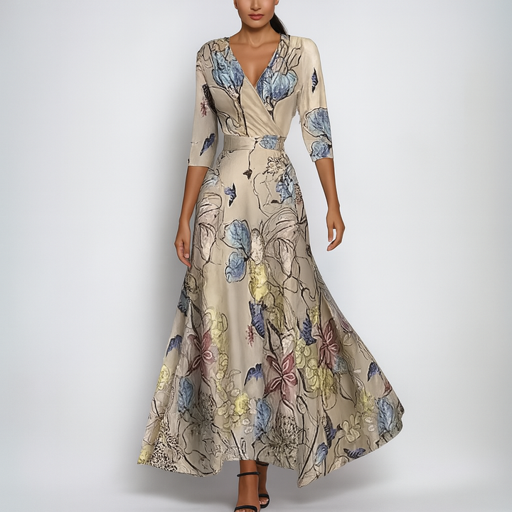 Robe longue bohème à col en V pour l'été