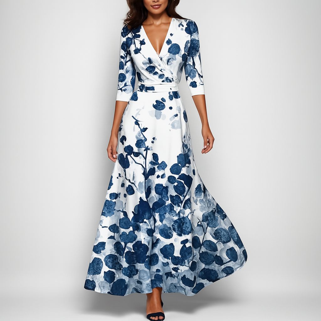 Robe longue bohème à col en V pour l'été