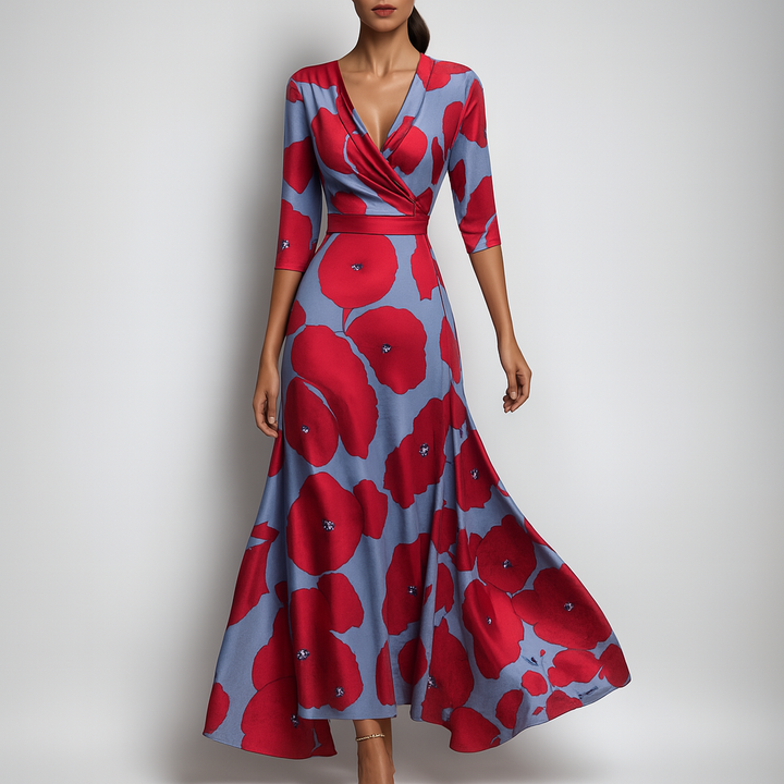 Robe longue bohème à col en V pour l'été