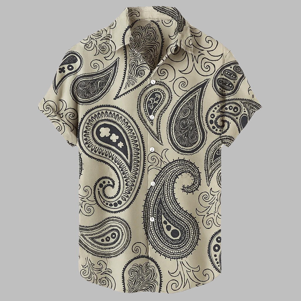 Chemise tribale en lin pour homme, style urbain décontracté