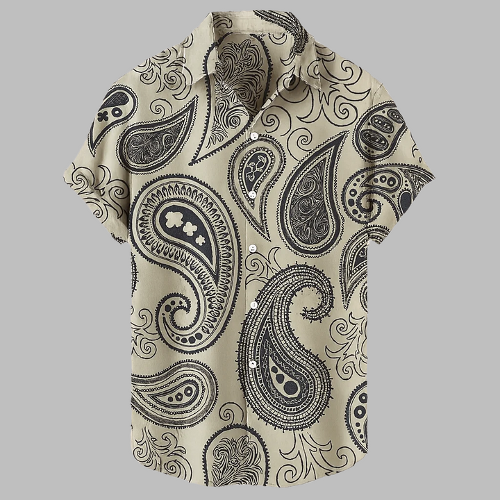 Chemise tribale en lin pour homme, style urbain décontracté