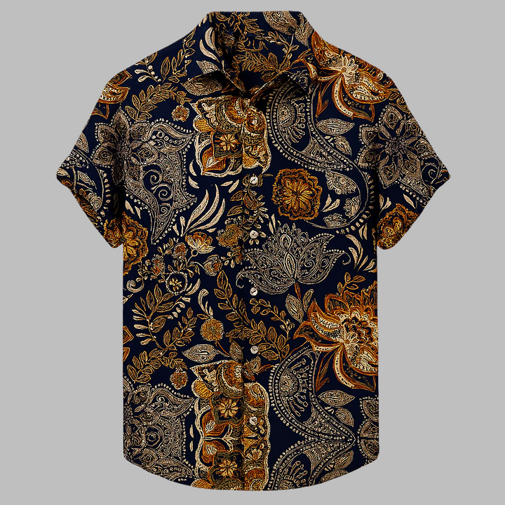 Chemise tribale en lin pour homme, style urbain décontracté