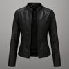 Veste de moto en cuir rouge ajustée pour femme