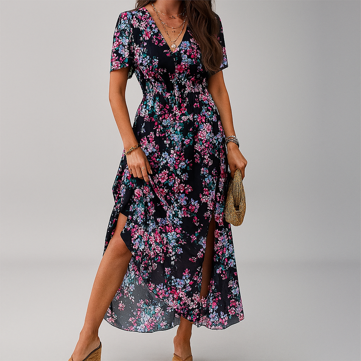 Robe midi à imprimé floral