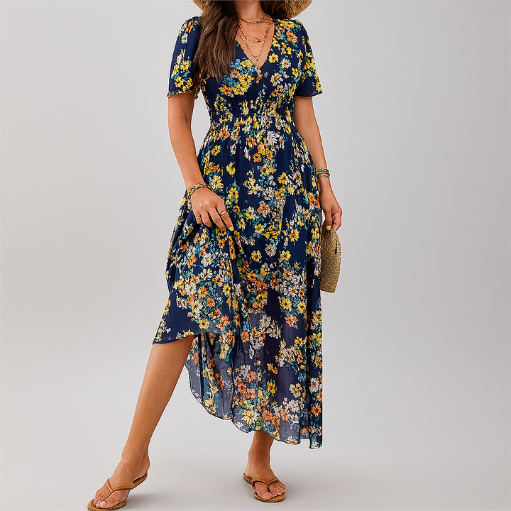 Robe midi à imprimé floral