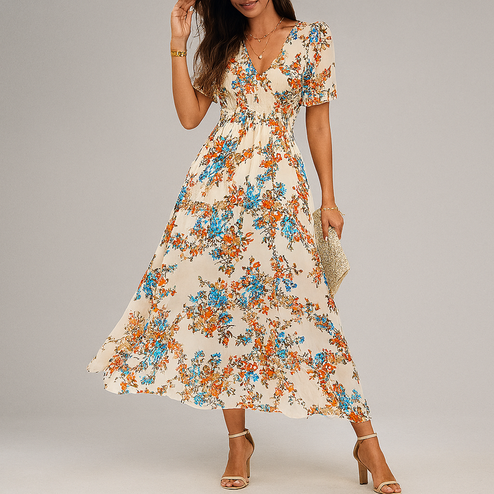 Robe midi à imprimé floral