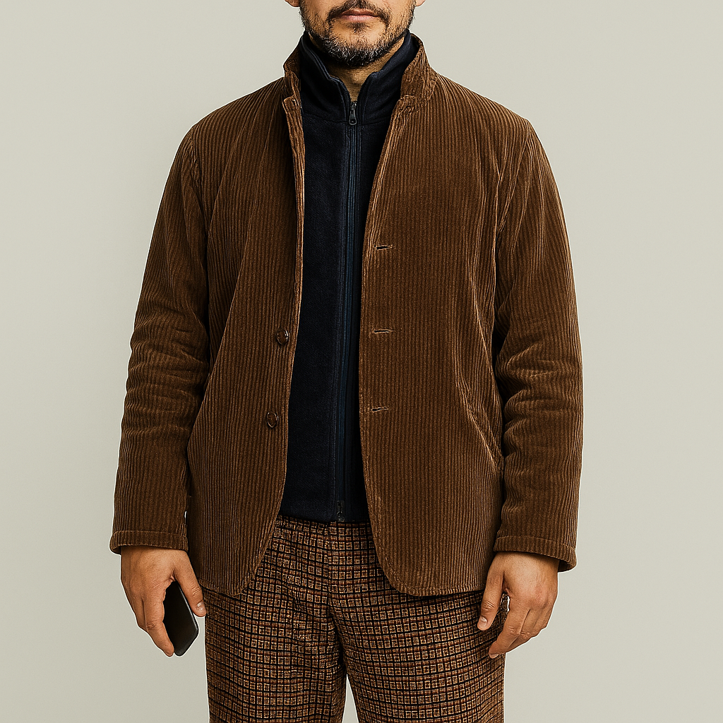 Veste rétro décontractée de couleur unie pour homme