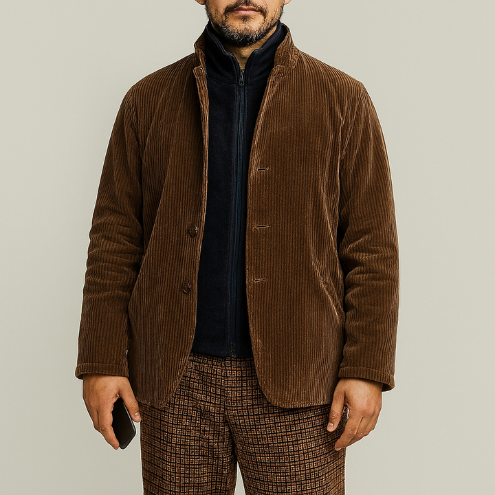 Veste rétro décontractée de couleur unie pour homme
