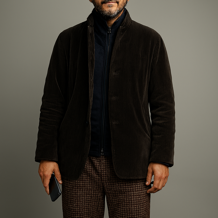 Veste rétro décontractée de couleur unie pour homme