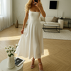 Robe élégante sans manches de couleur unie pour femme
