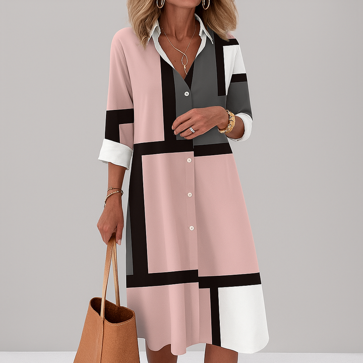 Robe chemise à motifs géométriques pour femme