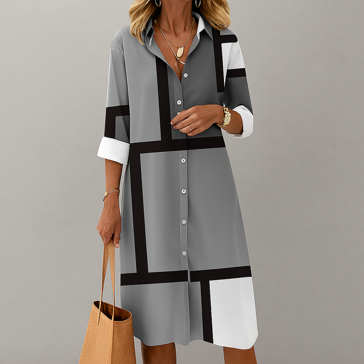 Robe chemise à motifs géométriques pour femme
