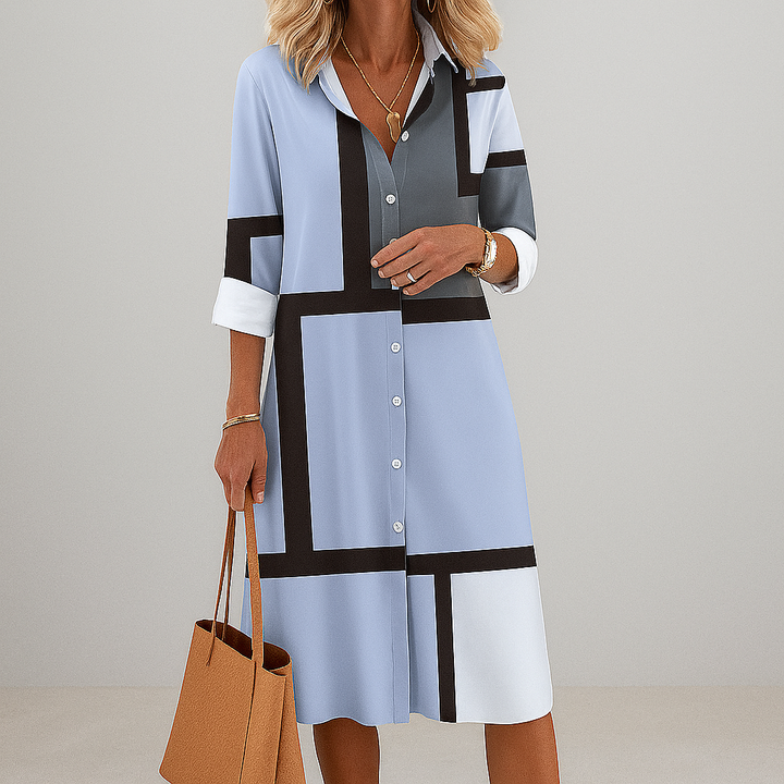 Robe chemise à motifs géométriques pour femme